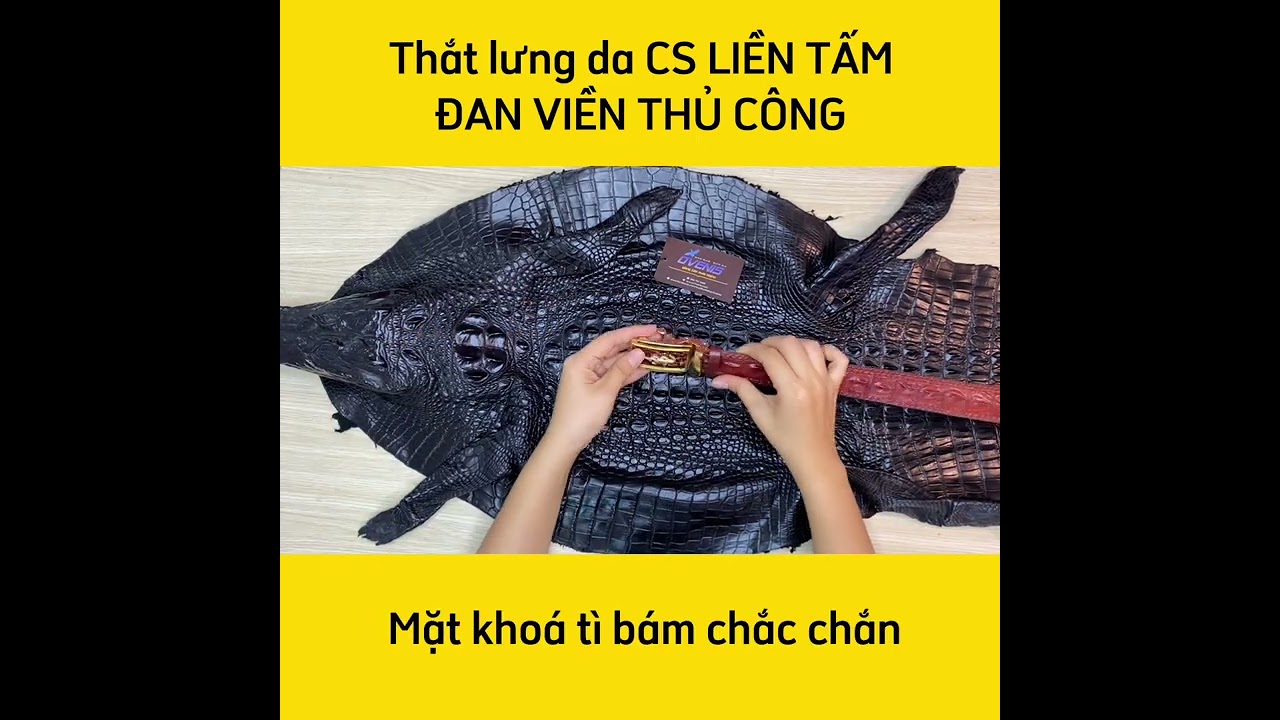 Nịt Da Cá Sấu Gai Liền Đan Viền Thủ Công N33ND1 (mặt bạc)