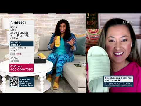 Ryka Knit Slide Sandals with Plush Fit - Ellie on QVC