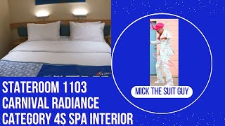 Cabin Tour of Stateroom 1103 on Carnival Radiance Category 4S Spa Interior
