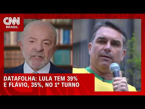 Lula tem 39% e Flávio, 35% no 1° turno, mostra nova pesquisa Datafolha | CNN AGORA
