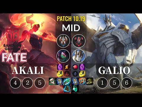 SB FATE Akali vs Galio Mid - KR Patch 10.19