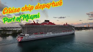 Cruise Ship Departure from Port of Miami | Stunning Sail Away Views 🚢🌅