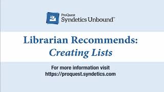 Outdated - please see more recent version of Librarian Recommends Tutorial: Creating Lists