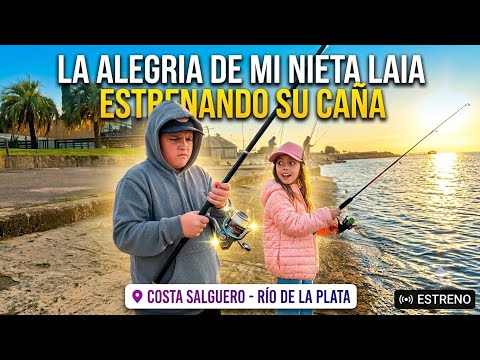¡LA PRIMERA CAÑA DE MI NIETA! Frío, viento y mates en Costa Salguero - Río de la Plata
