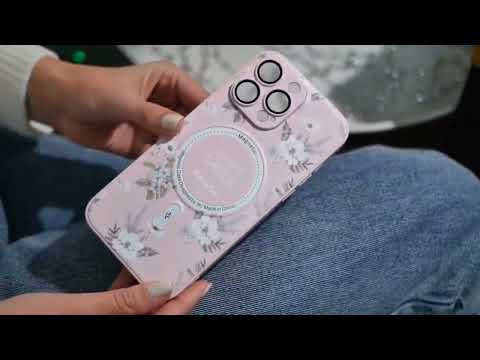 Чехол на iPhone 13 Pro Max черный с цветами и МагСейф MagSafe и защитой на камеру на телефон Айфон 13 Про Макс - фото 1 - id-p2276090870