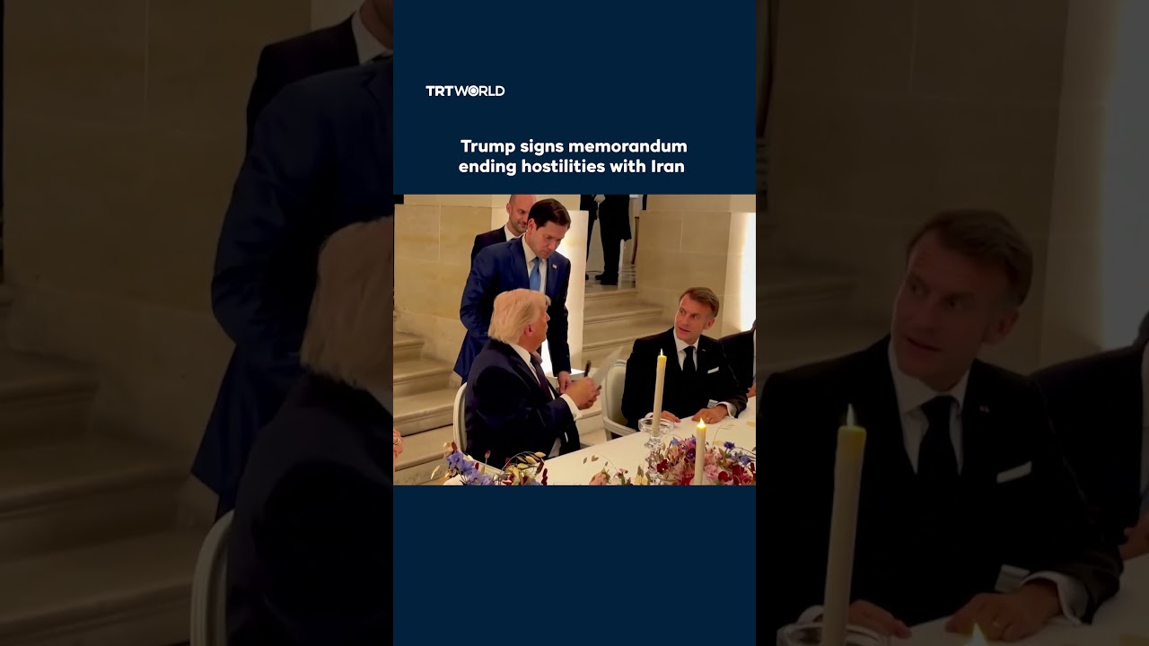 Video | Trump signed Iran memorandum after dinner with Macron