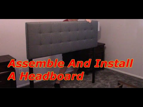 Part of a video titled Assemble And Install A Upholstered Headboard To A Metal Frame