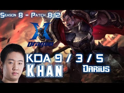 KZ Khan DARIUS vs RENEKTON Top - Patch 8.12 KR Ranked