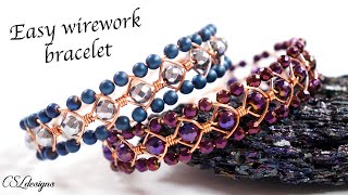 Interlaced beaded wirework bracelet tutorial