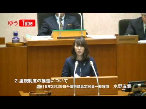 国際関係学科 千葉県議会議員　水野友貴 2016年2月29日　一般質問【2】　里親制度の推進について