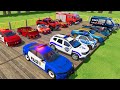 TRANSPORTING CARS AMBULANCE POLICE CARS FIRE TRUCK OF COLORS WITH TRUCKS FS 22