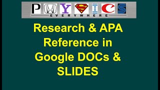 How to Research and Reference (APA Format) in Google DOCs and Slides