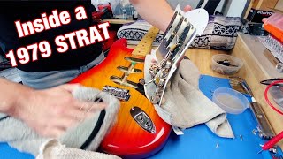 Video thumbnail for '79 Fender Strat - Junk or Jam?🕺✨🎸 TEAR DOWN & Guitar Demo // ON THE BENCH // Sienna sunburst by Play and Trade Guitars