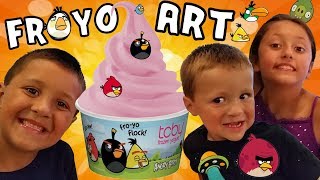 Angry Birds Frozen Yogurt ART Creation! a TCBY Froyo Vlog w  The Skylander Fam + Sad Chuck