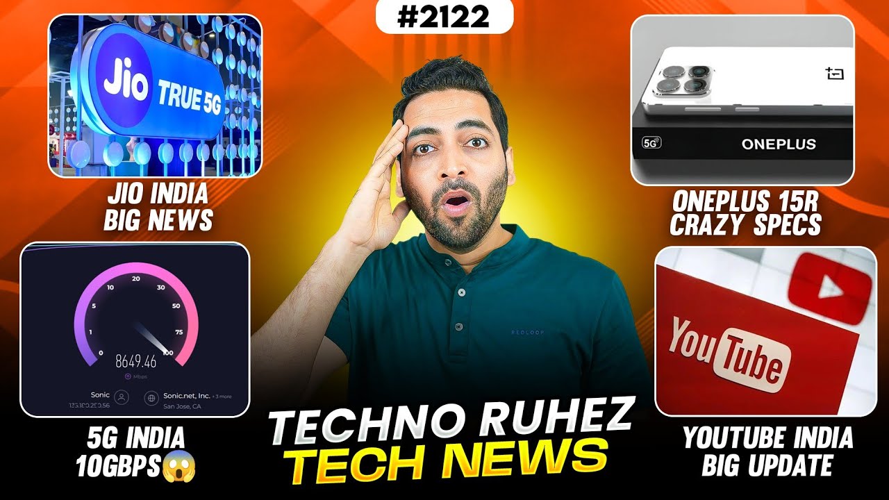 Jio Big News,Oneplus 15R😍,6G Big News,iOS 19,5G India 10Gbps💪,vivo X200 Ultra,YouTube Big Update