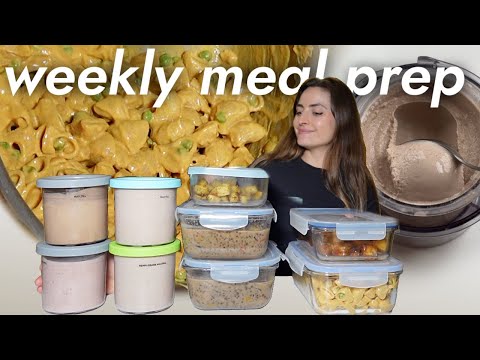 Weekly Meal Prep: Whole Food Plant Based (Wild Rice Stew, Hidden Veggie Mac N Peas, Ice Cream)