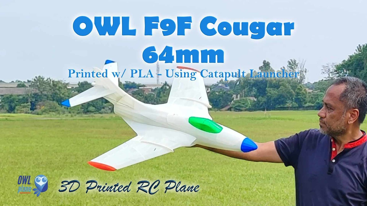 3D Printed RC Plane | OWL F9F-Cougar 64mm EDF 4s 2200mAh Part - PLA #1/2