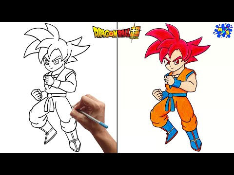 Goku Super Saiyan God Drawing || How to Draw Goku Super Saiyan God Full Body
