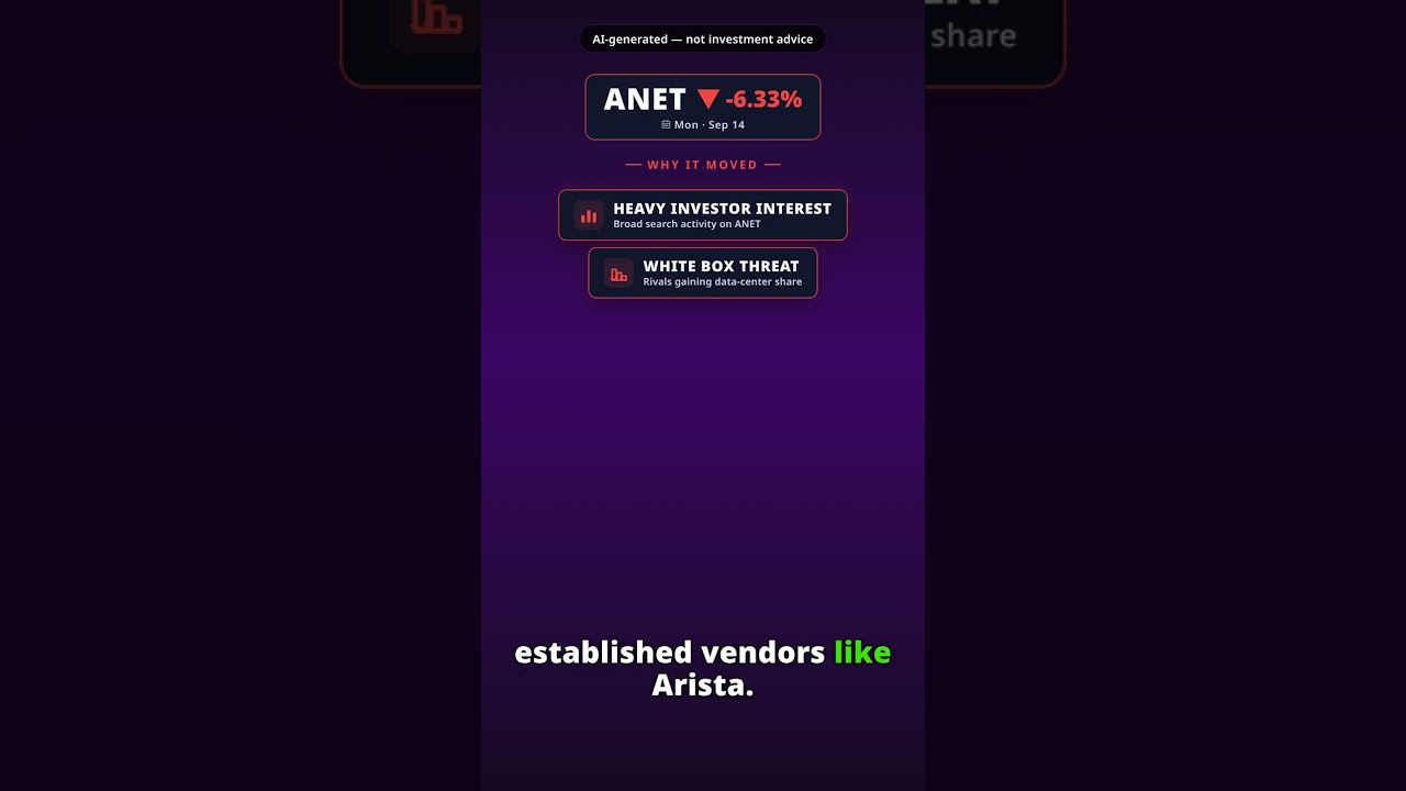 ¿Por qué cae la acción de Arista Networks hoy? ANET -6.33% (14 sep)