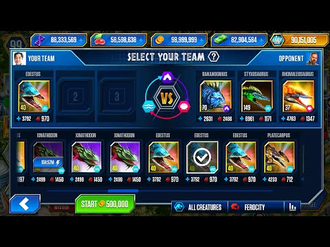 EDESTUS VS RHOMALEOSAURUS VS BANANOGMIUS VS STYXOSAURUS | JURASSIC WORLD THE GAME