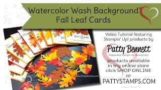 Create Fall Leaves with a watercolor wash background - Stampin Up Vintage Leaves