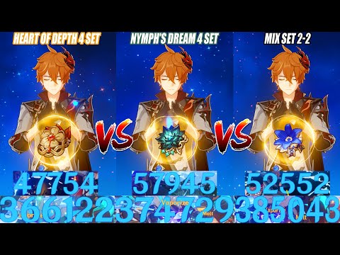 Childe Nymph's Dream 4 Set vs Heart of Depth 4 Set vs Mix Set DMG Comparison - Best Choice 3.6