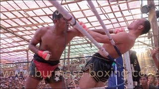 preview picture of video 'Lethwei Burmese Boxing [HD] - Tun Tun Min vs. Berneung (2): Myanmar Letwhay vs. Muay Thai 02/2015 Ye'