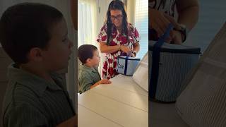 opening his first day of school basket 🥹✏️📚