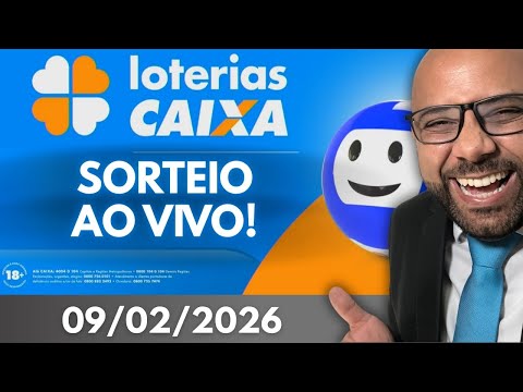 Loterias CAIXA AO VIVO 09/02/2026 SORTEIO - Loteria Federal, Mega Sena, LOTOFÁCIL e Muito Mais!