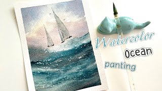 Easy Watercolor Seascape Painting Process