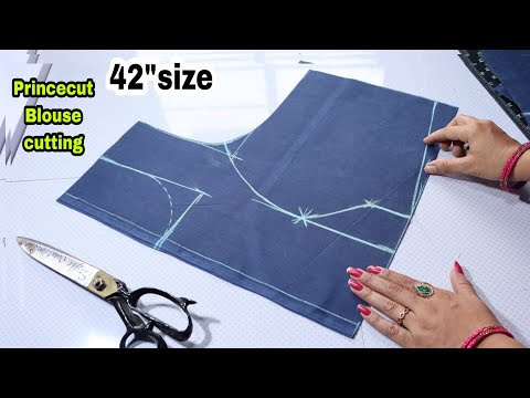 42 size princecut blouse cutting करने का सही तरीका /Deep neck blouse cutting/ Blouse designs