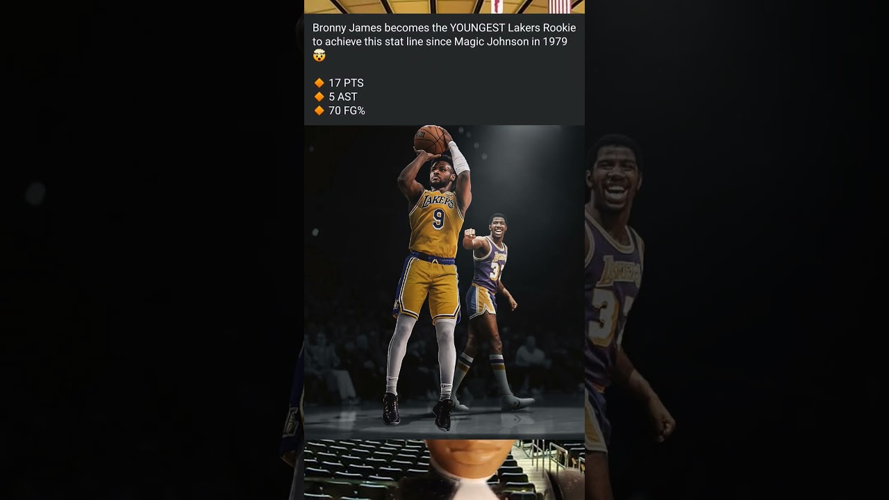 #BronnyJames becomes the YOUNGEST Lakers Rookie to achieve this stat line since #MagicJohnson in 79