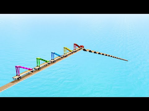 Mack Truck With 1000 Mcquen vs Impossible Log Wave Bridge Crossing Cars Vs Deep Water - BeamNG.Drive