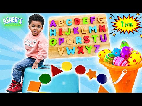 Learn ABCs and Shapes in 1 Hour 🟢🟧🔹♥️ | Asher's Learning Adventures