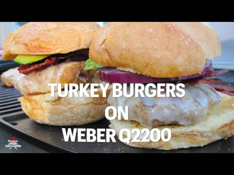Turkey Bacon Burgers on the Weber Q2200