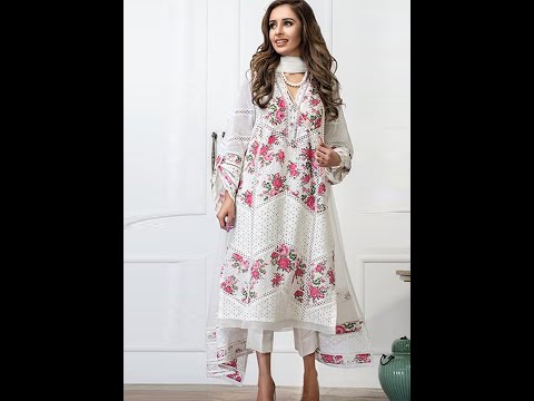 Embroidered  Lawn 3 Piece Unstitched Suit BK-01-White Atisha Flower-Summer Collection