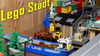 Lego Stadt 27 - Hafen (Lagerhalle, Frachtschiff und Hafenkran)