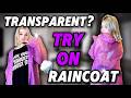 4K USA Bright Transparent Raincoat Try On Vivid Style Demo Gentle Motion