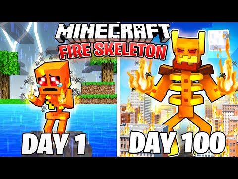 Fu3rey - I Survived 100 Days as a FIRE SKELETON in Hardcore Minecraft || Minecraft Hindi