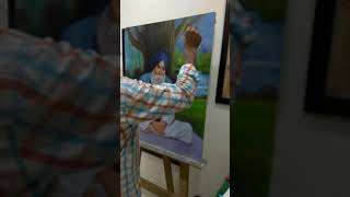 preview picture of video 'Portrait Oil painting work ...:by artist: GURMEET SINGH THIND badrukhan'