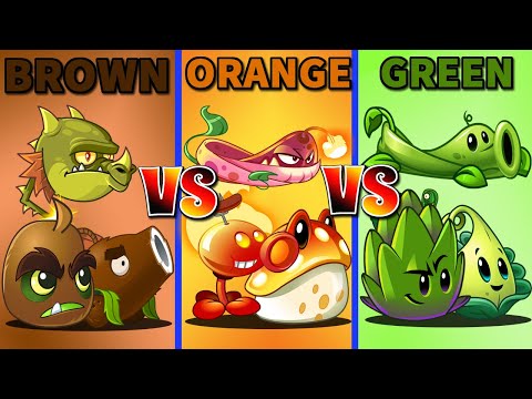 Plants Vs Zombies 2 Team ORANGE Vs BROWN Vs GREEN-That Team Can Win?Plant Vs Plant PvZ 2