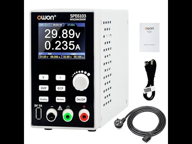 Vídeo relacionado con OWON SPE6053 Fuente de alimentación de Laboratorio programable (0-60 V 0-5A), Fuente de alimentación de CC de 300 W, Pantalla LCD de 2,8 Pulgadas, Software de PC de Salida de Canal único y Carga USB