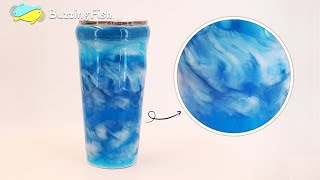 🍺 Make a Epoxy Resin Tumbler, Ocean and Waves 🍻| Resin Art