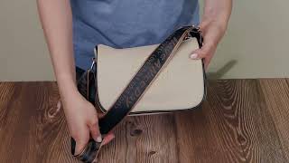 Женская сумка с вышивкой на лицевой стороне Vintage 22625 бежевая