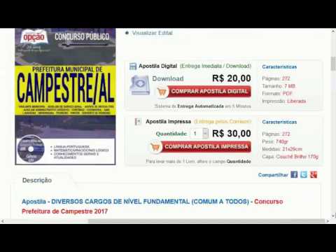 CAMPESTRE ALAGOAS PREFEITURA CONCURSO PÚBLICO 2017 MATERIAL GRATUITO GRUPO APOIO EDITAL APOSTILA