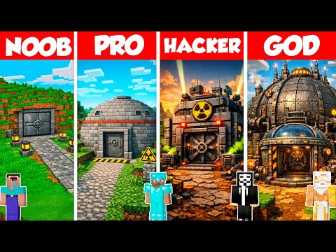 Bunker Build Battle Challenge - Noob vs Pro vs Hacker vs God - Minecraft Animation