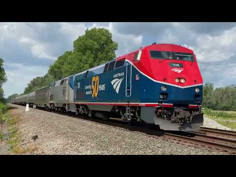 Amtrak 48 w/ AMTK 108 50th Anniversary Locomotive Leading! Jordan, NY (7/12/22) [4K60]