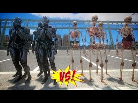 Skelton army VS Ultron's robot army Epic Haloween Battle