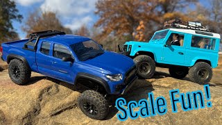 FMS FCX24M Trailing! Tacoma & D90 Fun Crawl! 