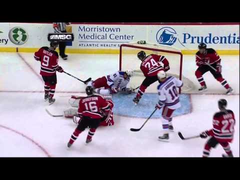 No goal, Brodeur sends Nash flying Feb 5 2013 NY Rangers vs NJ Devils NHL Hockey